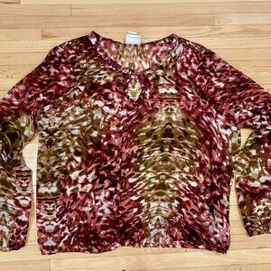 Ariat equestrian boho fall dark fairy sheer chiffon autumn floral long sleeve XL